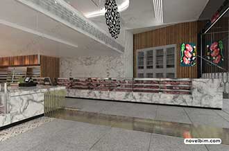 Restaurant Entrance Design and Rendering by NovelBIM