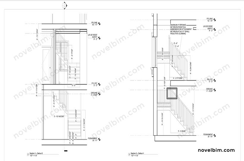 2d sections stair revit