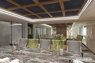Interior Design and Render of Private Rooms in a Restaurant