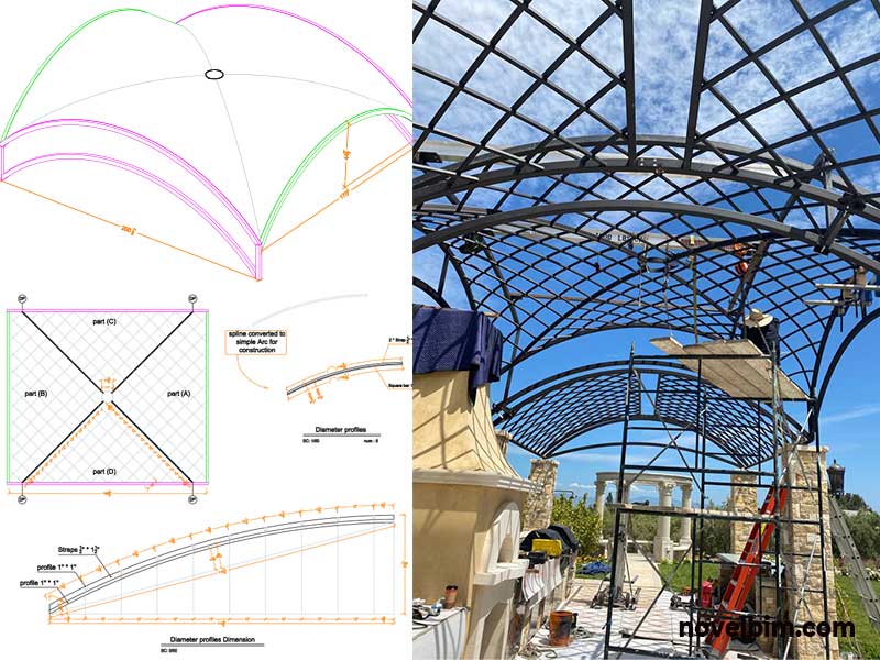 in-place revit family for a trellis