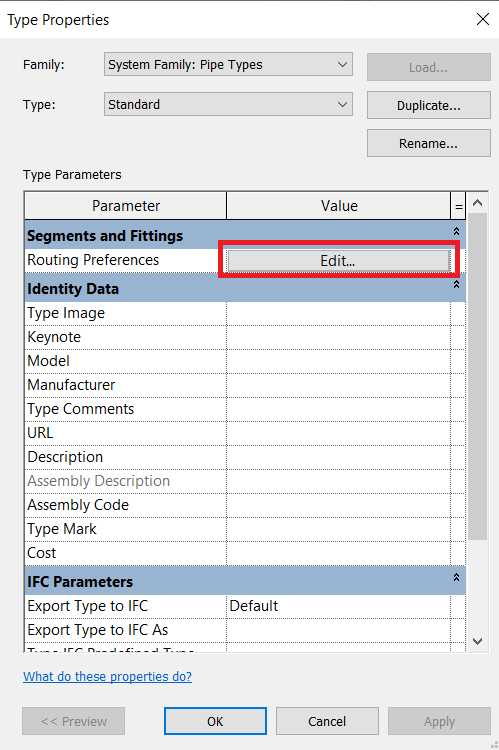 click on routing preferences edit
